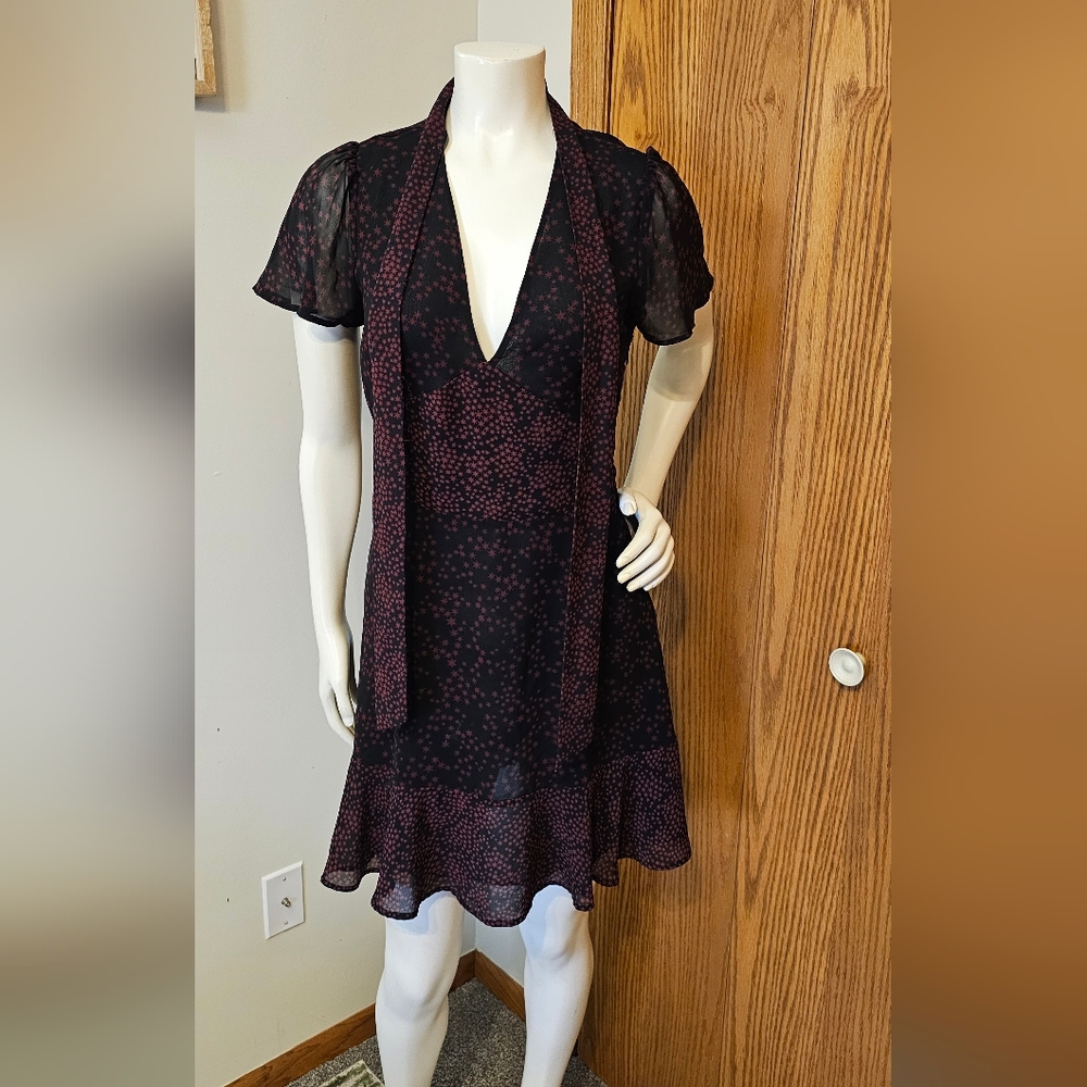 Michael Kors Black and Red Patterned Mini Dress